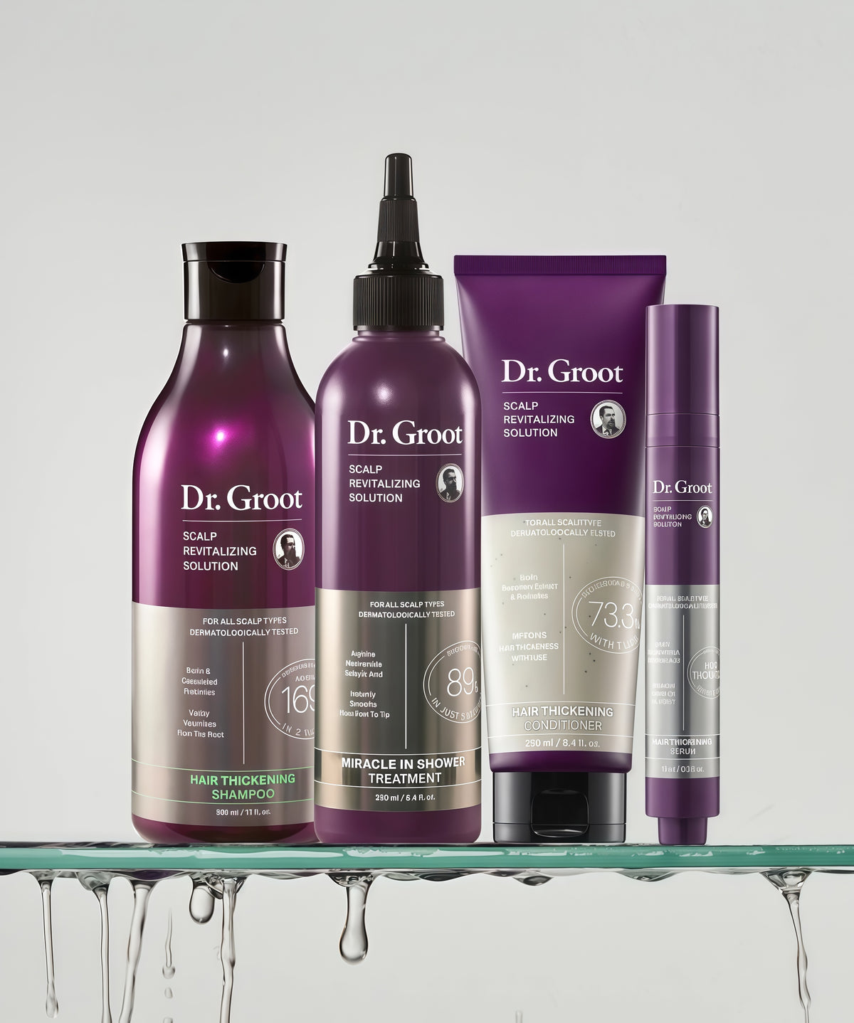 Dr. Groot Thickening Serum, Shampoo, Conditioner, and Scalp Treatment Set for Hair Loss – Clinical Results with Biotin and Rosemary for Hair Thinning, Shedding, Scalp Repair and Treatment